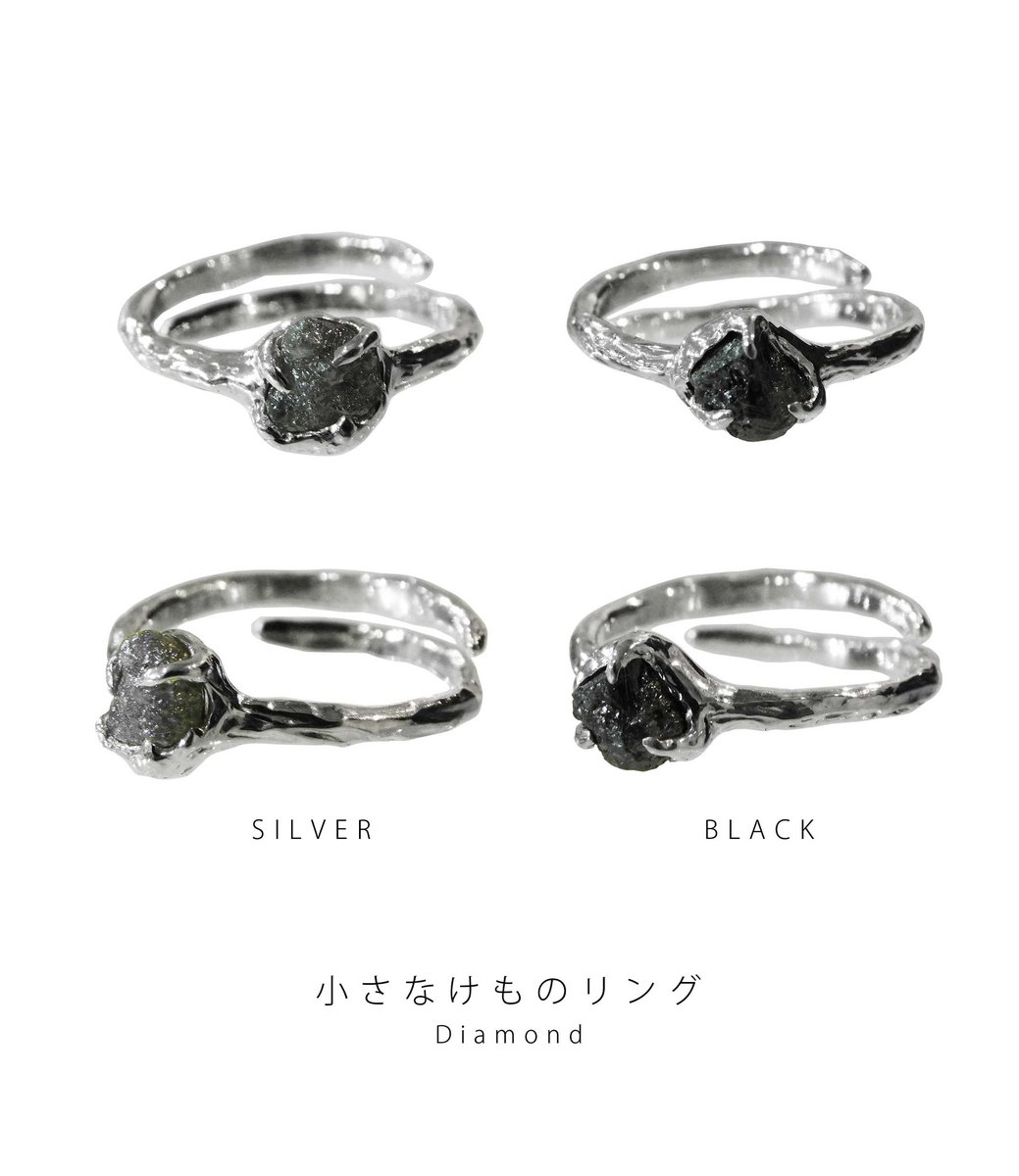 ダイアモンドの原石をけものの牙をイメージした爪で留めた一点物の