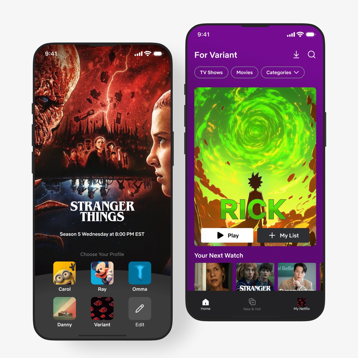 rayvariant's tweet image. My first UI design project, recreated the Netflix app