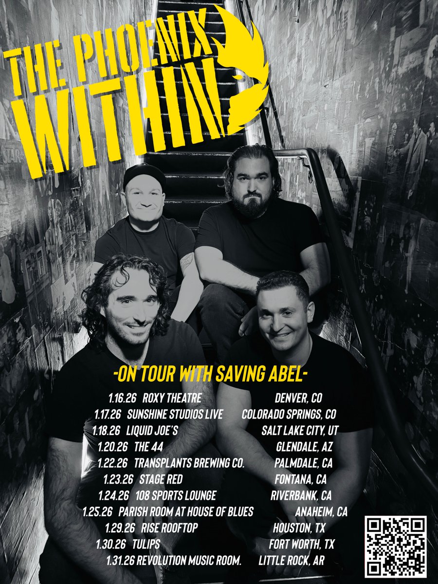 thephoenixwithi's tweet photo. The Phoenix Within special guest dates and venues for our West Coast Winter Tour with Saving Abel are listed below. If you are in any of these awesome cities hosting us please come out and rock with us🤘🙂🎶 https://t.co/nxGhwxWyLn