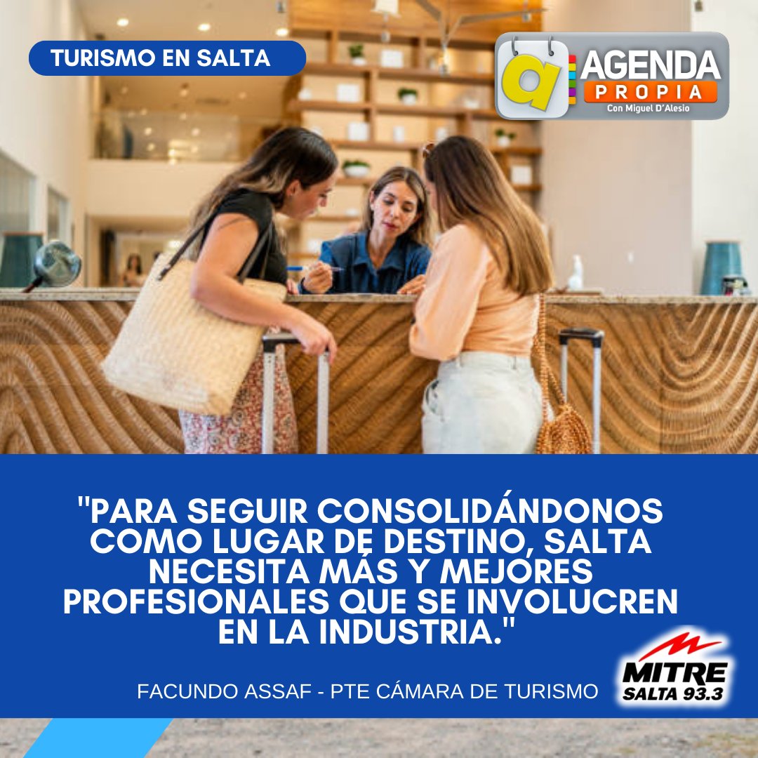 🎙️HOY | <a href="/FacundoAssaf/">Juan Facundo Assaf</a>  - Presidente de la Cámara de Turismo de Salta, en diálogo con <a href="/migueldalesio/">Miguel Dalesio</a> en 📒 #AgendaPropia por <a href="/radiomitresalta/">Radio Mitre Salta</a>

🖱️ Escúchanos en vivo, todos los martes en mitresalta.com.ar