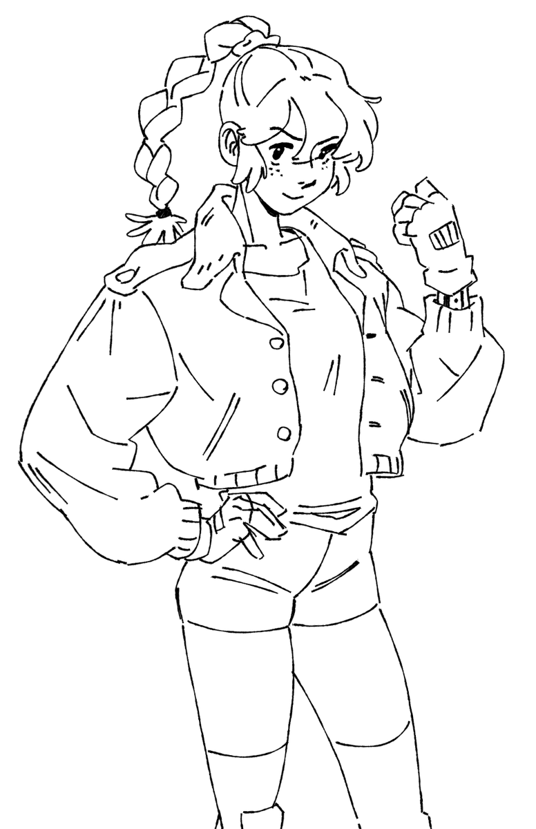 mixed two brushes together in csp and i think it's my new favourite brush ! drew an old oc ^^