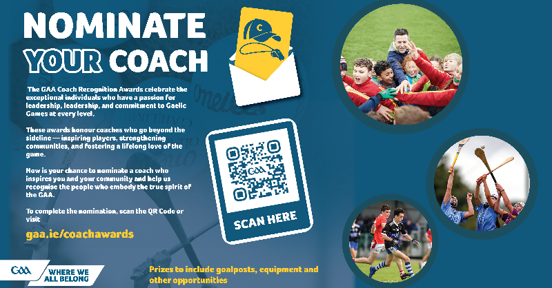 Has your coach shown outstanding dedication and made an exceptional contribution to Gaelic Games this year?

Nominate your coach for the #GAA Coach Recognition Awards now: gaa.ie/coachawards