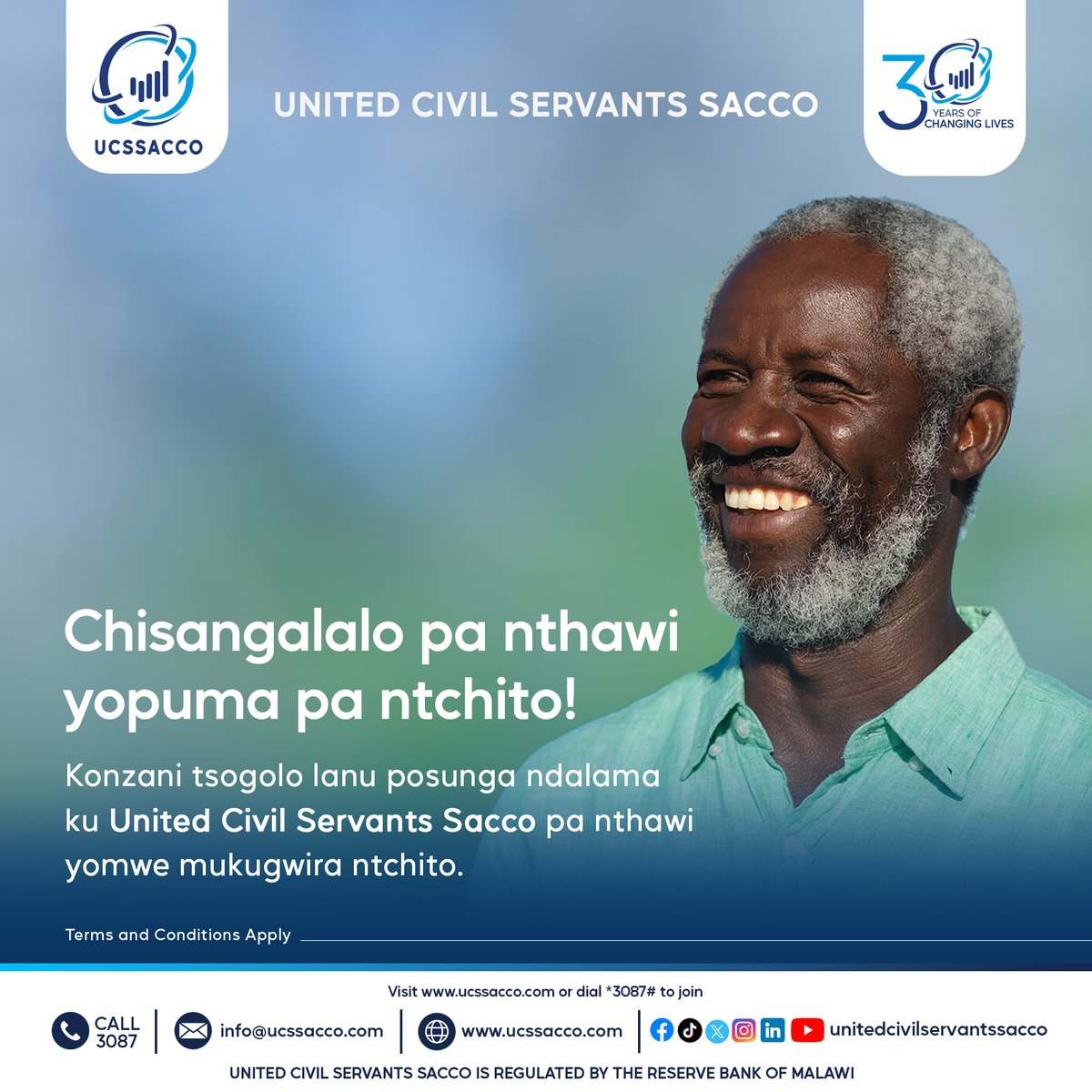 UCSSACCO's tweet image. Chisangalalo pa nthawi yopuma pa ntchito!
mumasunga, pitani ku link iyi: ucssacco.com/change-of-cont…
#unitedcivilservantssacco #30yearsOfChangingLives