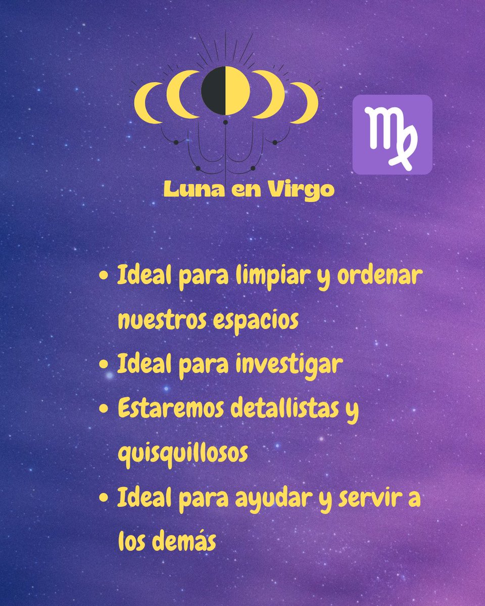 Estamos bajo la influencia de la Luna en Virgo ♍🌜#Astrología