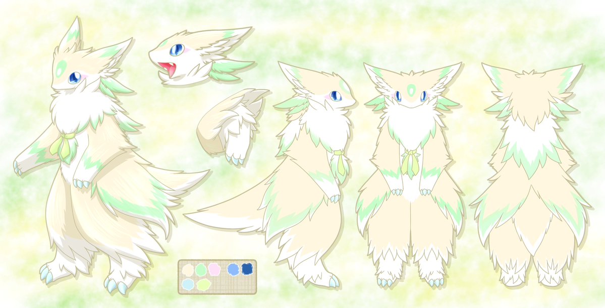 依頼品のファードラの女の子リューミナちゃんが完成しました🐲

パステル調なカラーリングと青い爪、大きな尻尾が特徴的です！
腰や足首にも羽があしらわれており歩いた時にフワッとすると更に可愛く見えます☺

ご依頼ありがとうございました！
#FFP #FancyFurPierrot