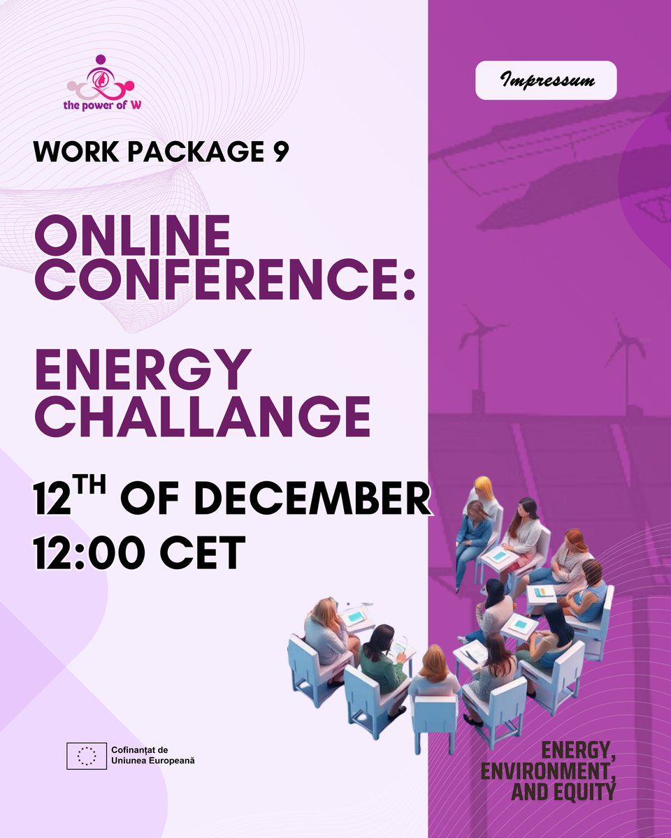 Nuestro proyecto europeo 'The power of women👩‍🦱_ Susteinable energy for developing european towns' llega a su fin.

Conéctate a la conferencia final: 

🗓 Viernes 12 de diciembre 12.00 horas.

Regístrate en el enlace: 
docs.google.com/forms/d/e/1FAI…
¡Te esperamos!