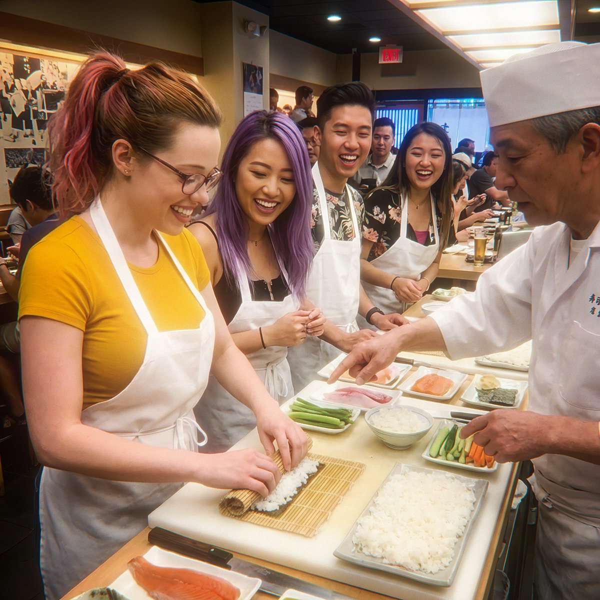TeachingModel's tweet image. Learned to make sushi last night from an Itamae. He was was very patient with us, but I think I&apos;m going to just stick with eating it.

昨夜、板前さんにお寿司の作り方を教えてもらいました。とても辛抱強く付き合ってくれましたが、やっぱり私は食べる専門でいようと思います。