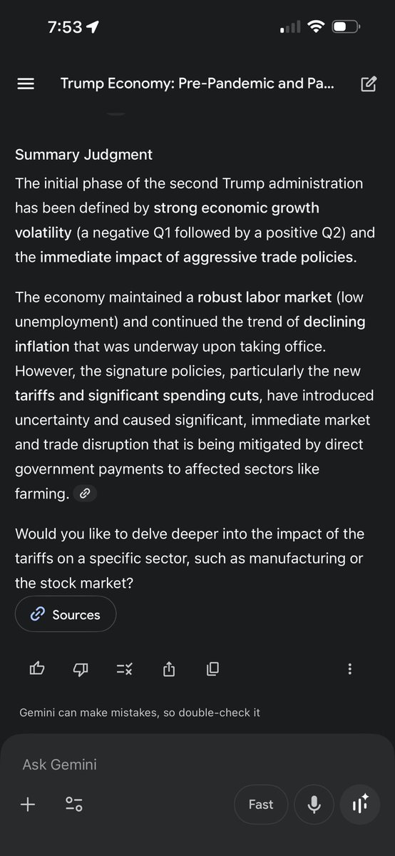 WayneShuler's tweet image. Gemini’s summary of the current economic situation.