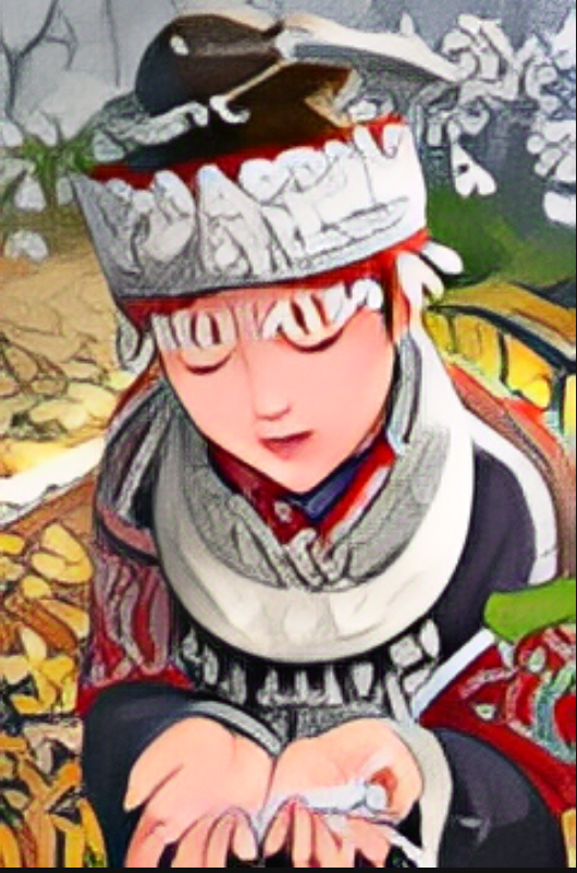 sample image generated after 1.9M patches seen. i think the hands look better compared to what the diffuser generates, mostly because the number of fingers is correct