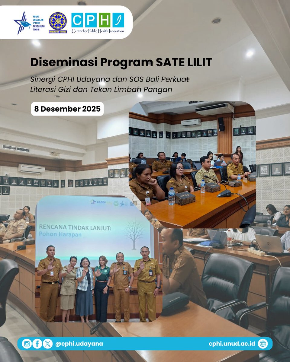 cphiudayana's tweet photo. Senin (8/12), CPHI Universitas Udayana bersama @scholarsofsustenanceid (SOS Bali) resmi menggelar Diseminasi Program SATE LILIT (Selamatkan Asupan Terbaik Lewat Inovasi Literasi dan Edukasi Terpadu) di Fakultas Kedokteran Universitas Udayana. https://t.co/spwHo4E17S