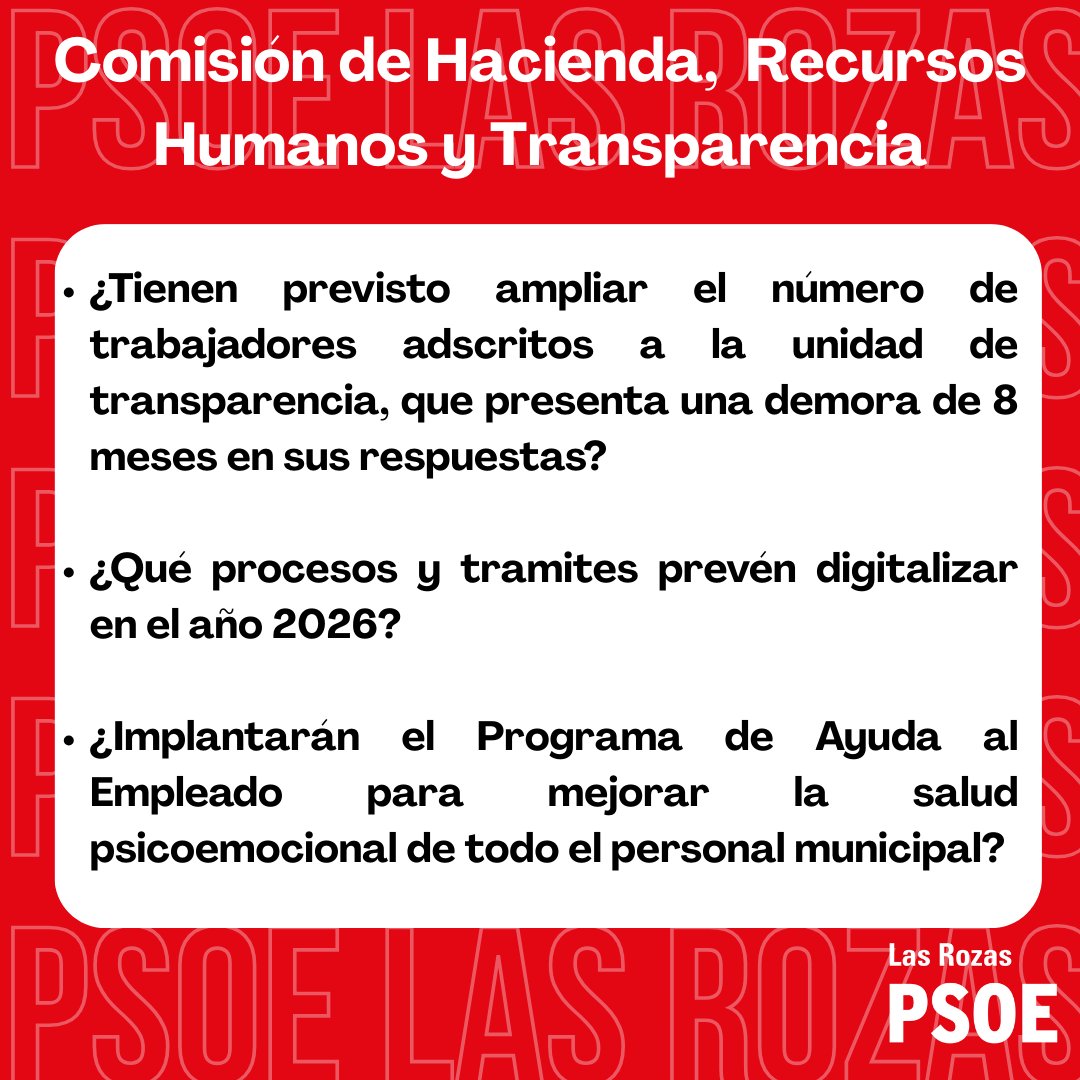 PSOE_LasRozas's tweet image. ❗️Comisión de Hacienda, RRHH y Trasparencia