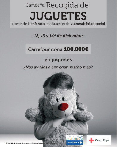 🎁 Recogida de Juguetes en CC Las Rosas
Del 12 al 14 de diciembre*, nos unimos para que más peques en situación de vulnerabilidad reciban ilusión estas fiestas ❤️✨
Pásate por el centro y colabora dejando tu aportación en el punto de recogida 🙌

#CCLasRosas #CruzRoja #Carrefour