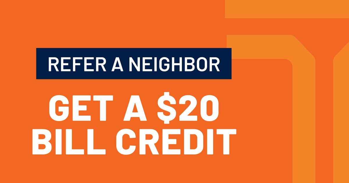 Love your Tipmont internet? Tell your friends and neighbors.

If they sign up for service, they’ll get a $20 bill credit, and so will you!

Learn more at tipmont.com/refer.