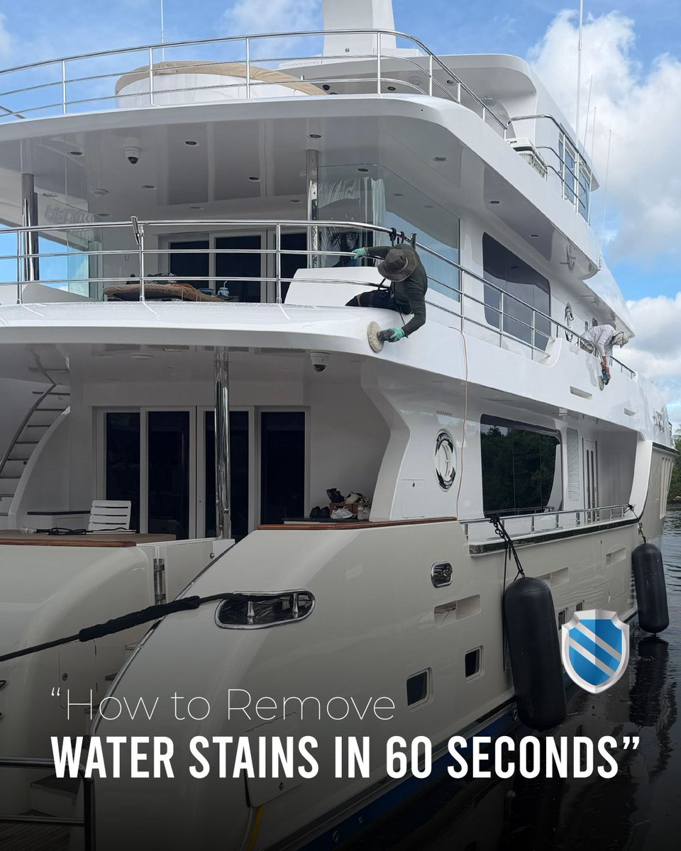 SeaShield's tweet image. Water spots are more than just unsightly—they can etch into glass and paint if left untreated. In this quick demo, see how Sea-Shield Glass Polish safely lifts stains without scratching.
.
Simple steps:
1. Clean the glass with fresh water.
2. Apply Sea-Shield Glass Polish with a…