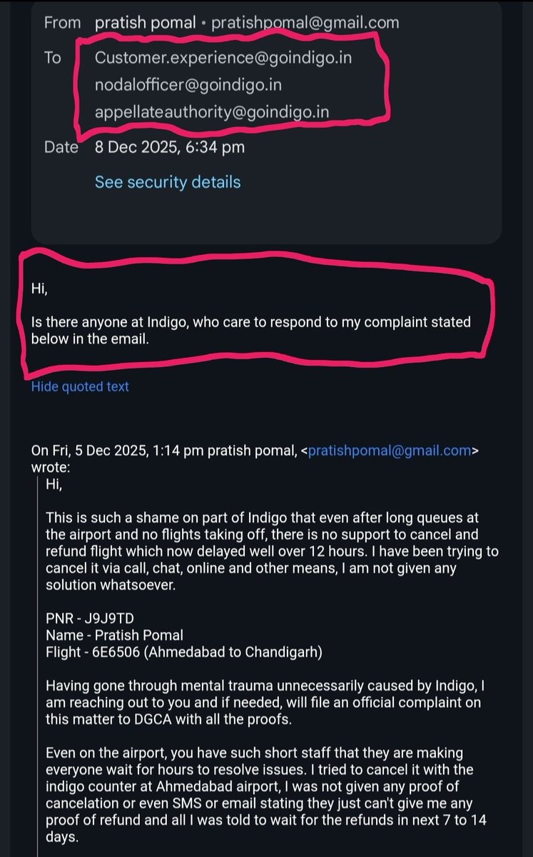 prettyiish's tweet image. This is the height of shamlessness on part of @IndiGo6E forget customer service team even nodal office and appellate authority doesn't even care to respond to my emails for days now