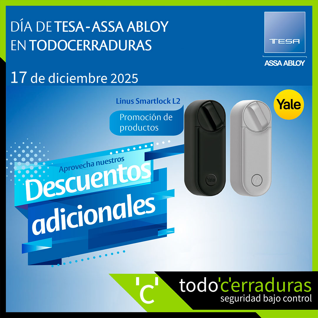 El próximo miércoles 17 celebraremos el Día de TESA - ASSA ABLOY en Todocerraduras. 
Descuentos en productos TESA, regalos y podremos pasar un rato agradable con algo de picar y bebidas. 
No te lo puedes ni debes perdértelo. 
Recuerda la fecha: miércoles 17 de diciembre.