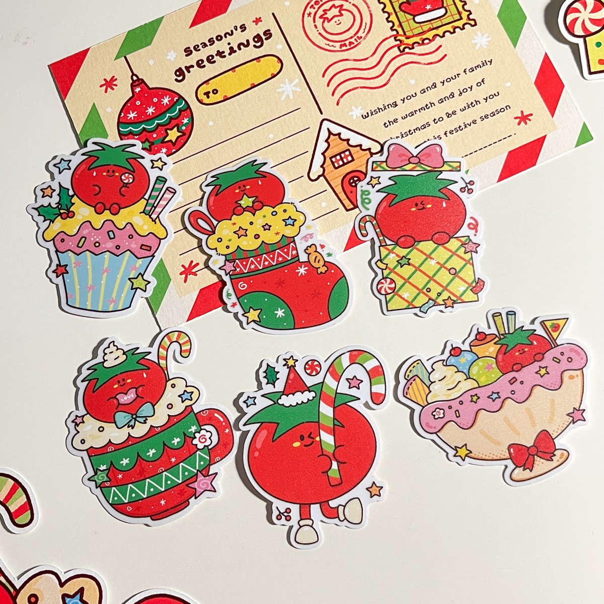 Festive tomato collection ! 🌟🍅 CARD & STICKER CHRISTMAS
