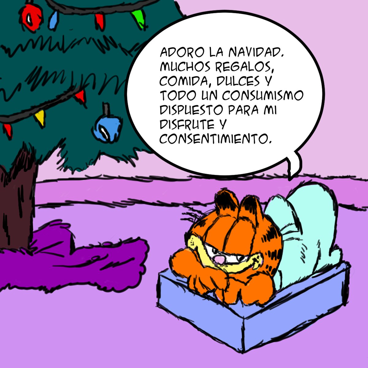 Tira de cómic que he hecho de Garfield con Nermal sobre los activistas de  Palestina. ¡Feliz Navidad a todos!, image size:1200x1200