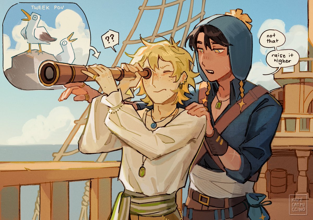 kape_catpuccino's tweet image. "Do you see it? It's beautiful, right?" || secret santa for @Sword_of_Pine's pirate au designs :]

@spss2025 #spsecretsanta25 #spcreek