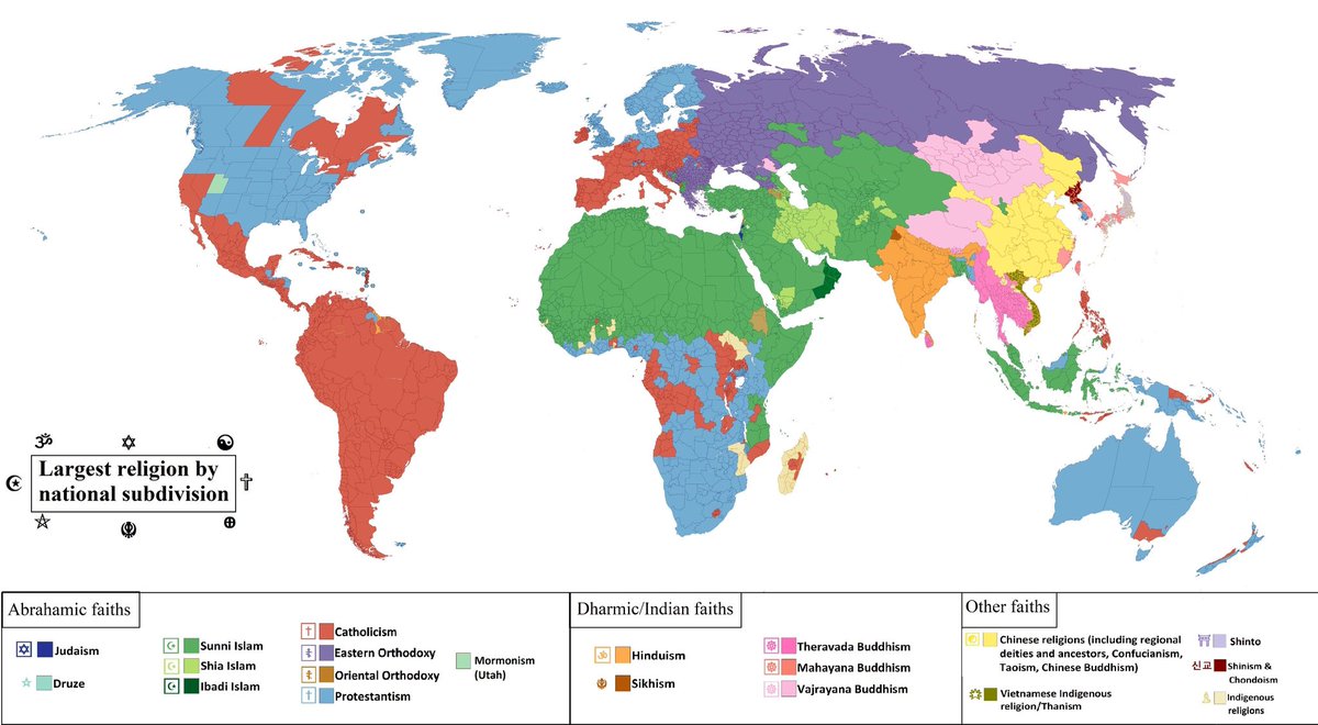 CsabaSzekely7's tweet image. Map of world religions