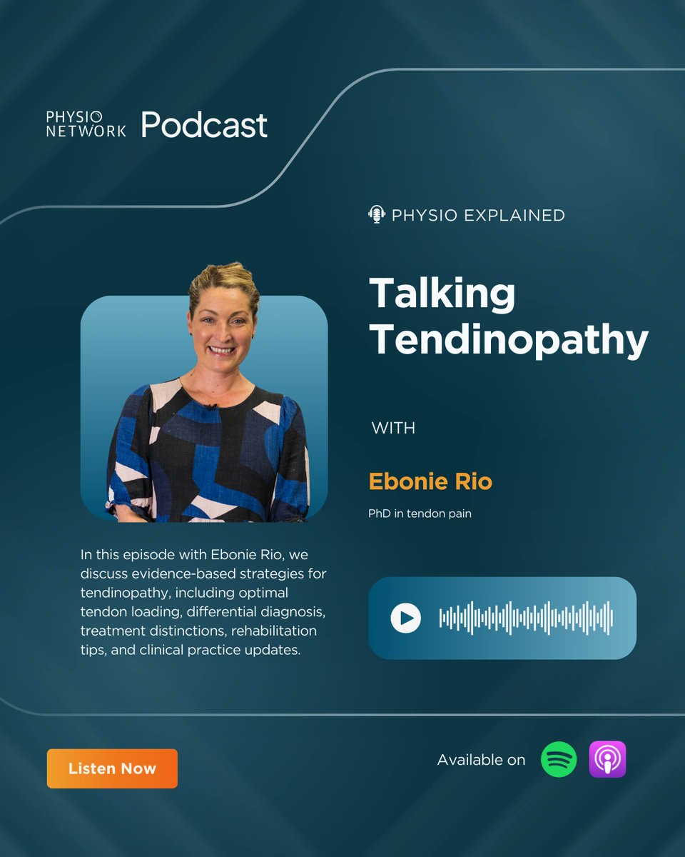 PhysioNetwork's tweet photo. 🤔 How do you optimally load tendons and treat patients with tendinopathy?

👉🏻 We have just replayed one of our most popular podcasts episodes of all time with Dr. Ebonie Rio

📲 Listen to the new episode now: https://t.co/gRzEqYTq6T

Also available on Spotify &amp; Apple Podcasts https://t.co/8SqOIgGFi6