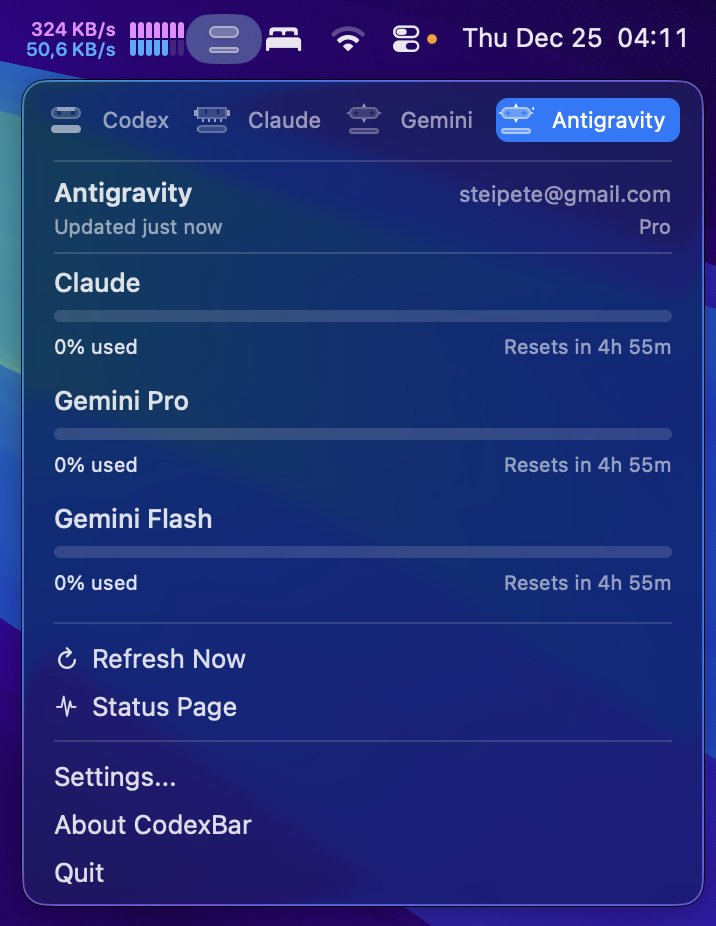 CodexBar providers status view