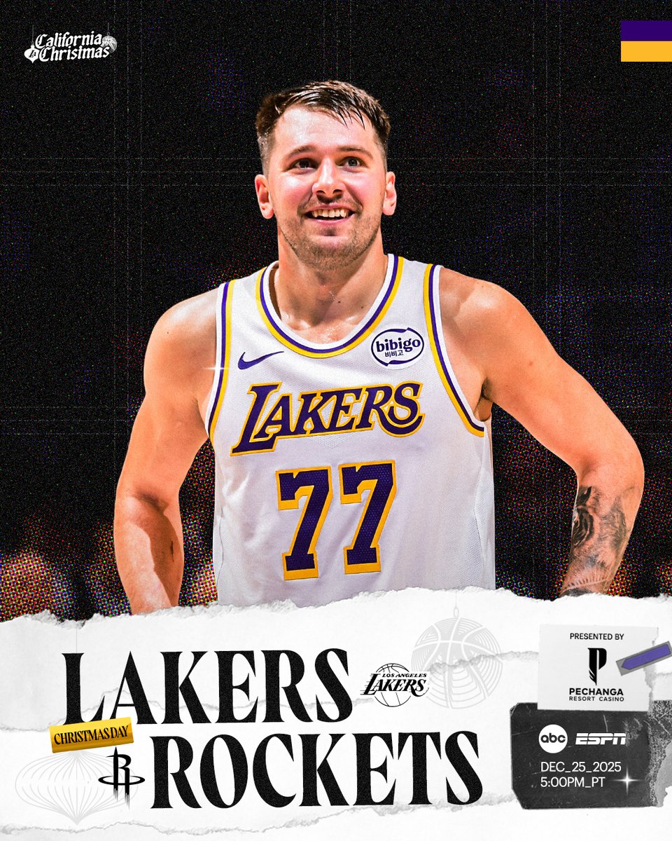 Lakers's tweet image. It's Lakers vs Rockets for #NBAXmas

🕕: 5:00 PM PT
📺: ABC, @ESPN
📻: ESPN LA 710/980 KFWB

Presented by @PechangaCasino