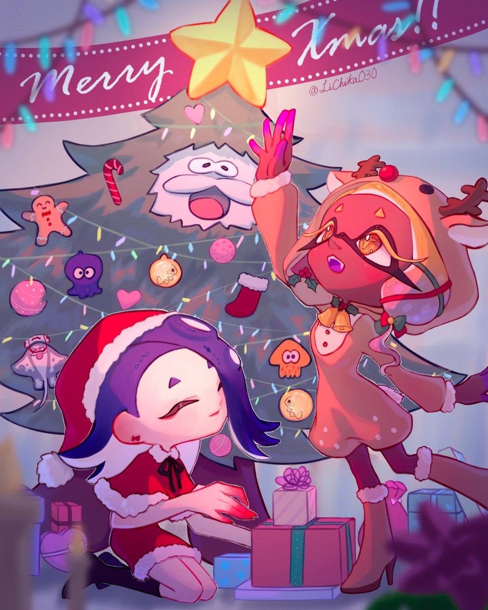 lichika_ika's tweet photo. 🎄🎅🌟 Merry Christmas!! 🦌💗🎁 #Splatoon3 https://t.co/NCvcMdZbRB