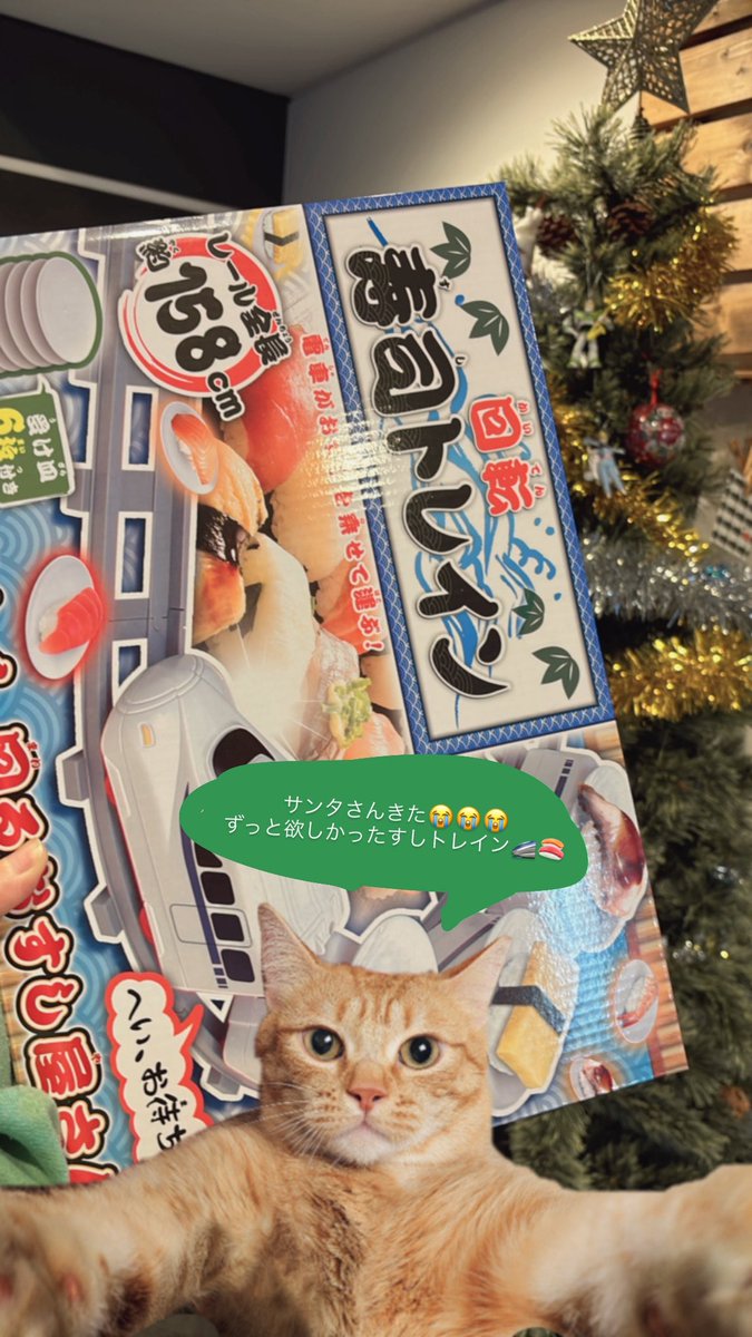 サンタきて感動😭😭😭ありがとうサンタありがとう寿司トレイン😭😭😭😭😭