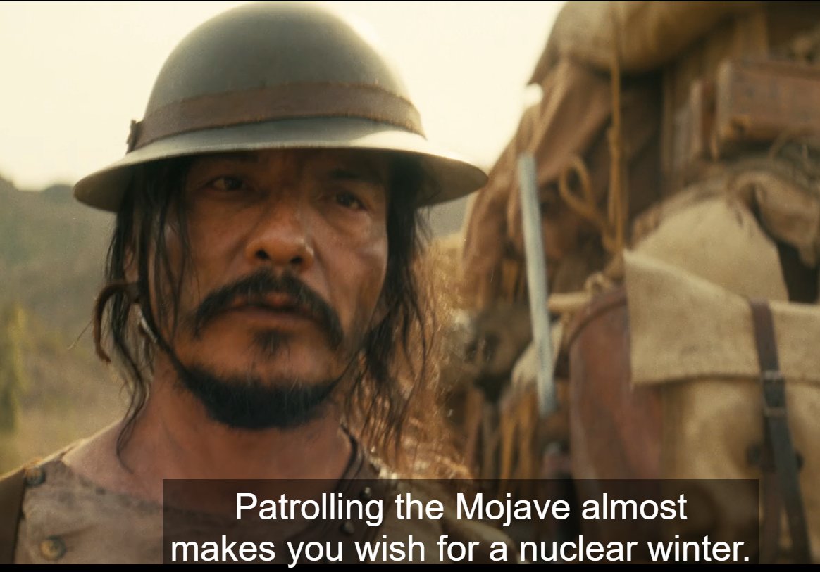 LookAtMyMeat1's tweet image. The writers of the Fallout show genuinely believe adding stuff like this makes their writing good even if it makes no sense given the context