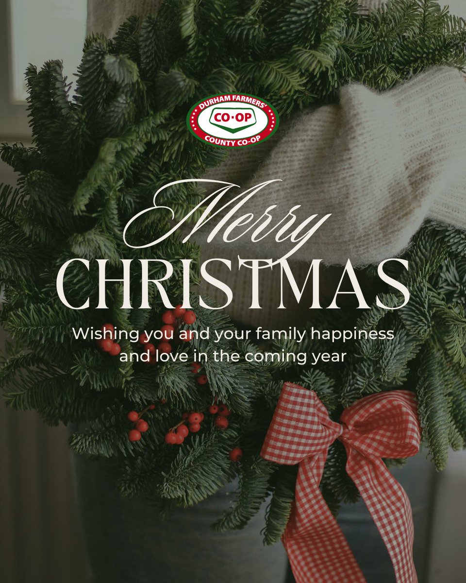 DurhamCoop's tweet image. From all of us at your local Co-op, 𝘔𝘦𝘳𝘳𝘺 𝘊𝘩𝘳𝘪𝘴𝘵𝘮𝘢𝘴! Here’s to a season of togetherness, gratitude, and simple joys. ❤️

#DurhamFarmersCoOp #CountyCoop #OronoCountyCoop #Durham #seasonsgreetings #DurhamRegion