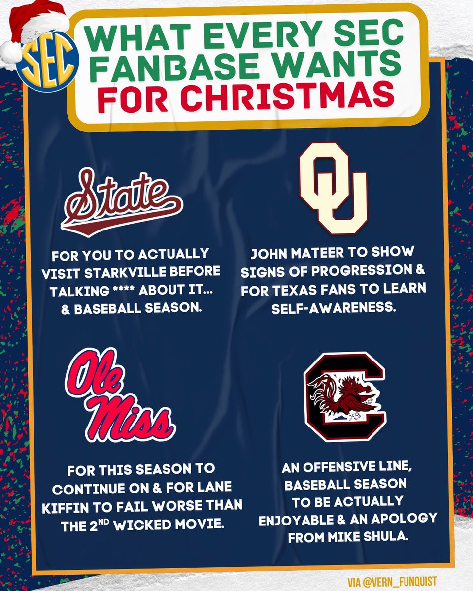 Vern_Funquist's tweet image. What every SEC fanbase wants for Christmas this year. 

Sorry I’m not sorry Tennessee fans.