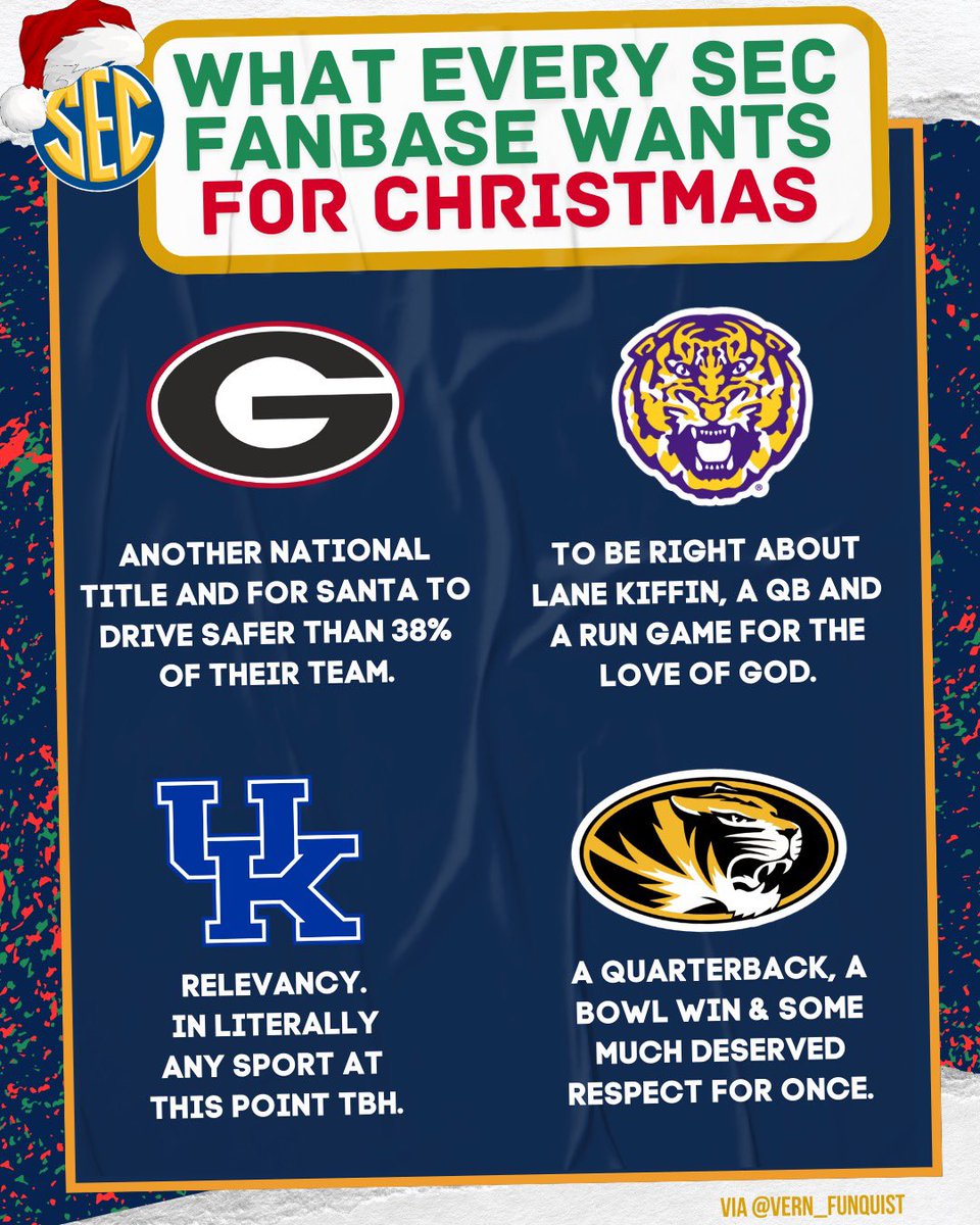 Vern_Funquist's tweet image. What every SEC fanbase wants for Christmas this year. 

Sorry I’m not sorry Tennessee fans.
