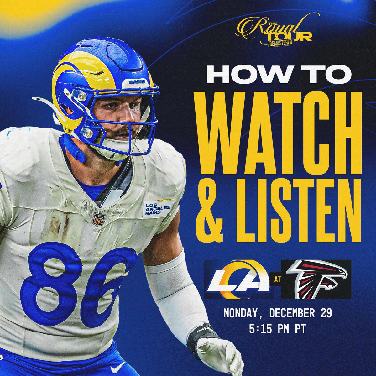 RamsNFL's tweet image. 📍Mercedes-Benz Stadium
 🗓️December 29
 ⏰5:15 PM PT
 📺@ESPNNFL

More on how to watch our Week 17 matchup »
therams.com/news/los-angel…