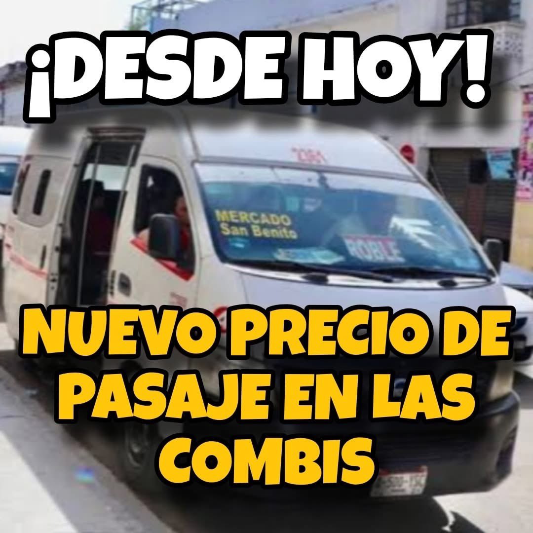 🚍 AUMENTA EL PASAJE DE LAS COMBIS EN MÉRIDA
💸 Nuevo precio del pasaje
🔺 Tarifa general: $10 pesos ⬆️
🔹 Tarifa social (estudiantes y adultos mayores): $5 pesos
♿ Personas con discapacidad: $0 pesos
📅 Aplica a partir del miércoles 24 de diciembre
#AumentoPasaje #Combis