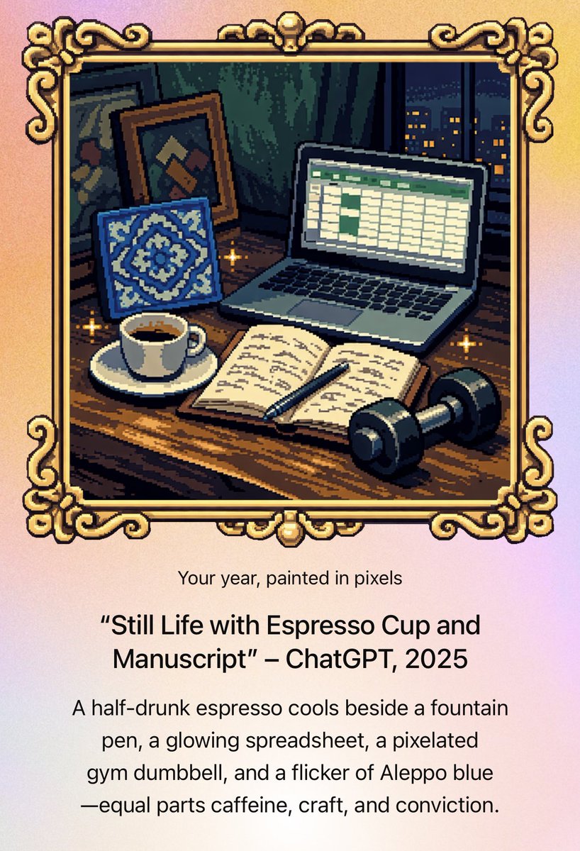 #Writers, what does your 2025 ChatGPT wrap picture look like? 

#WritingCommunity