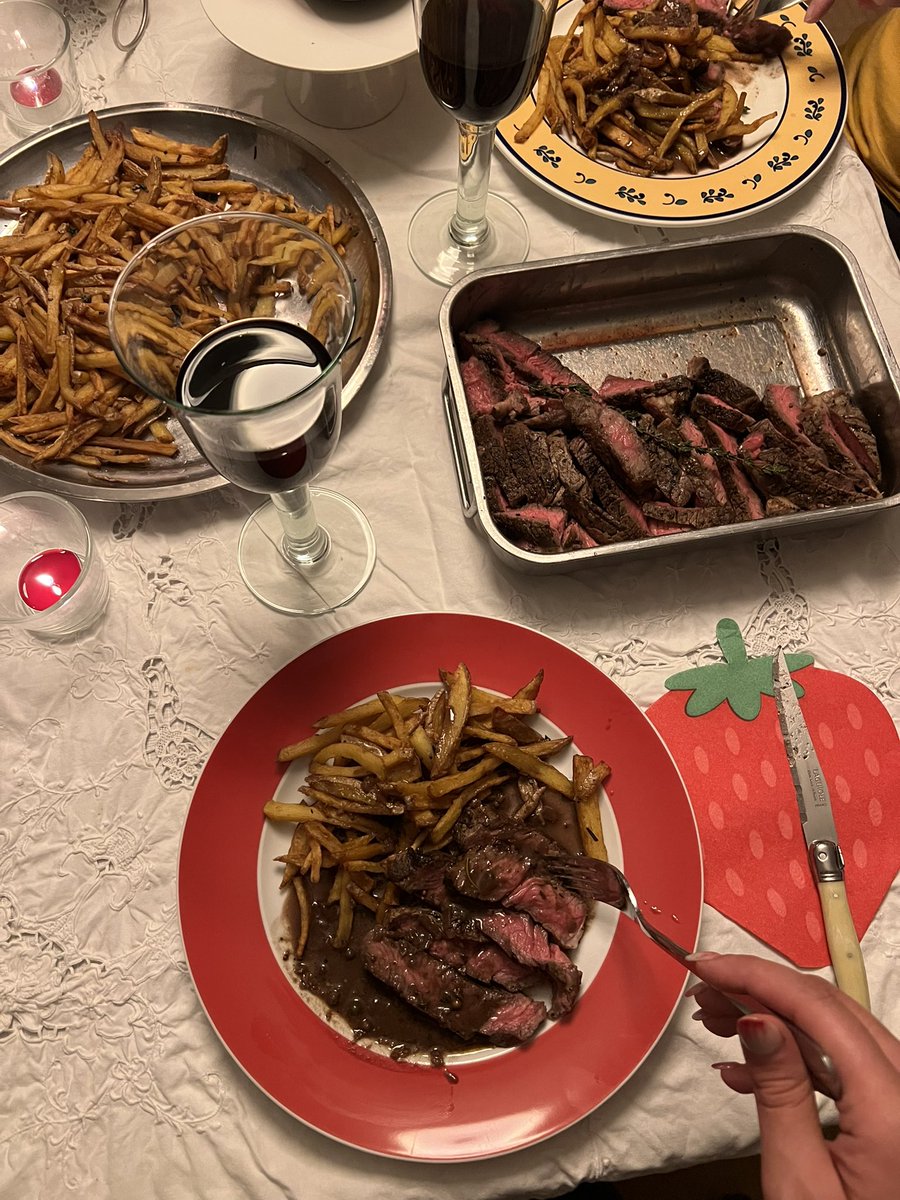 Steak frites &amp; peppercorn sauce! Merry Christmas!!!