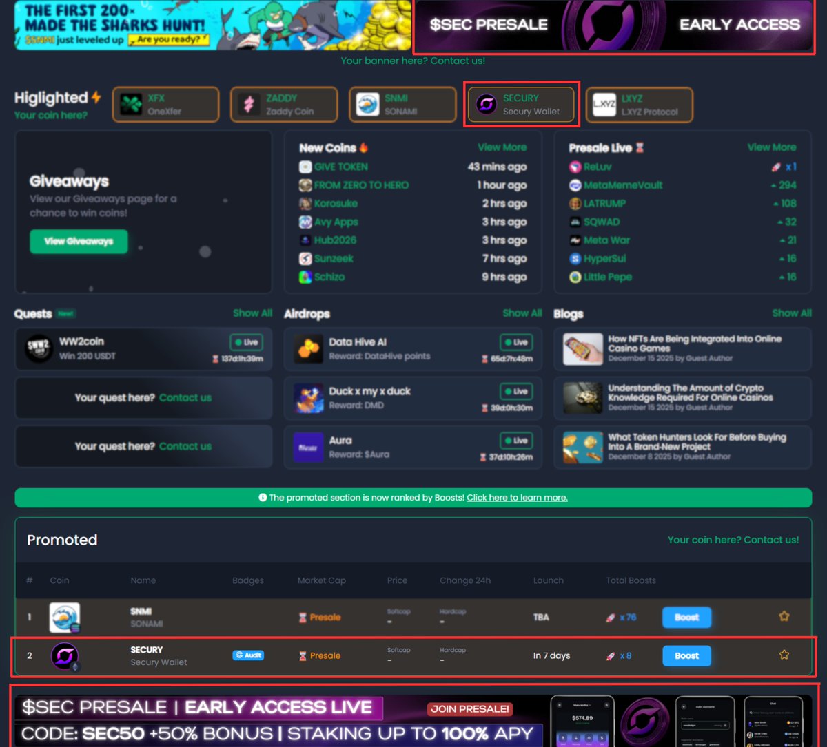 SecuryWallet's tweet image. 🚀 SECURY WALLET IS NOW FEATURED ON COINSNIPER 🔥

We’re officially live with Banner Ads and a Promoted Spot on CoinSniper.net — the largest crypto discovery platforms.

🔹 Homepage banner exposure
🔹 Listed in Promoted Spot
🔹 Reaching thousands of active crypto…