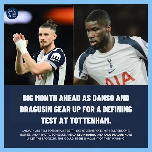 TheLaneAndBack's tweet photo. January tests Spurs’ depth as Danso and Dragusin step into the spotlight 
#THFC #COYS #PremierLeague #SquadDepth #JanuaryFixtures https://t.co/xmucsGo7cl