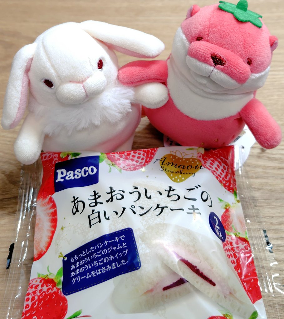 あまおういちごの白いパンケーキ🍓 #もちかわうそ #もちうさ