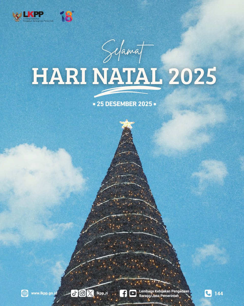 Halo Sobat Kredibel! 👋✨

Keluarga Besar LKPP RI mengucapkan Selamat Hari Natal 2025 kepada seluruh umat Kristiani di Indonesia.

Semoga damai dan sukacita Natal menginspirasi kita semua untuk terus mengabdi demi Indonesia yang lebih baik. 🎄🇮🇩