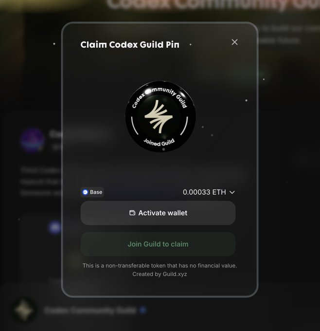 New #Airdrop Codex

Codex mở claim Guild Pin để vào vị thế airdrop tiềm năng.

Dự án gọi vốn 15.8M$.

Cách làm:
• Vào: guild.xyz/codex-communit…
• Hoàn thành mission
• Claim Guild Pin

Phí claim pin dưới 1$, anh em cân nhắc làm nhé