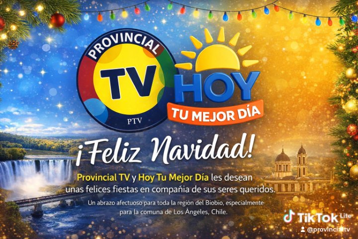 Provincial Tv, junto a todo el equipo del matinal “Hoy tu mejor día” y la producción de nuestro medio, queremos desear una muy feliz Navidad a todos nuestros seguidores.
Que esta fecha esté llena de paz, amor y buenos momentos junto a sus familias.
¡Feliz Navidad para todos!