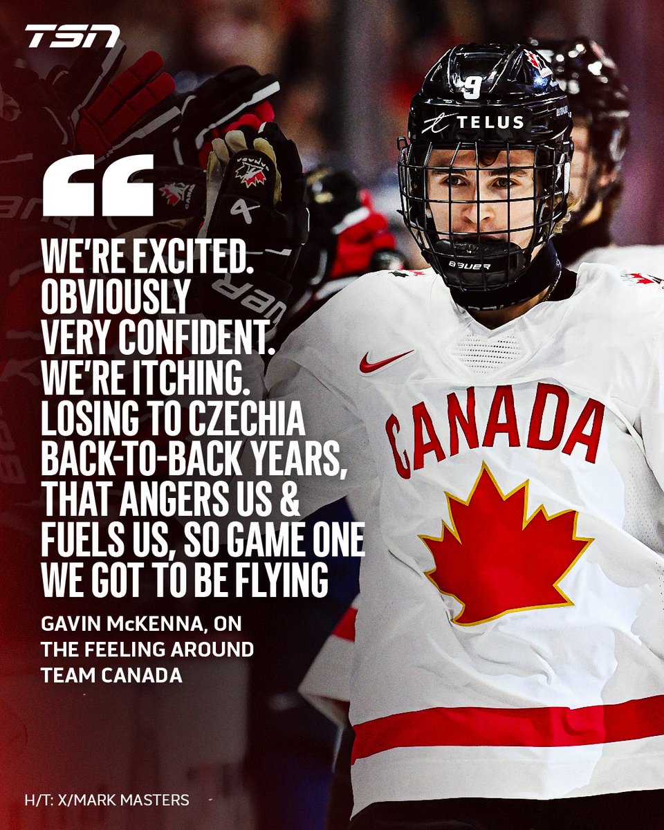 Gavin McKenna on Team Canada heading into the #worldjuniors.

Who will win the rematch on Boxing Day? 🍿