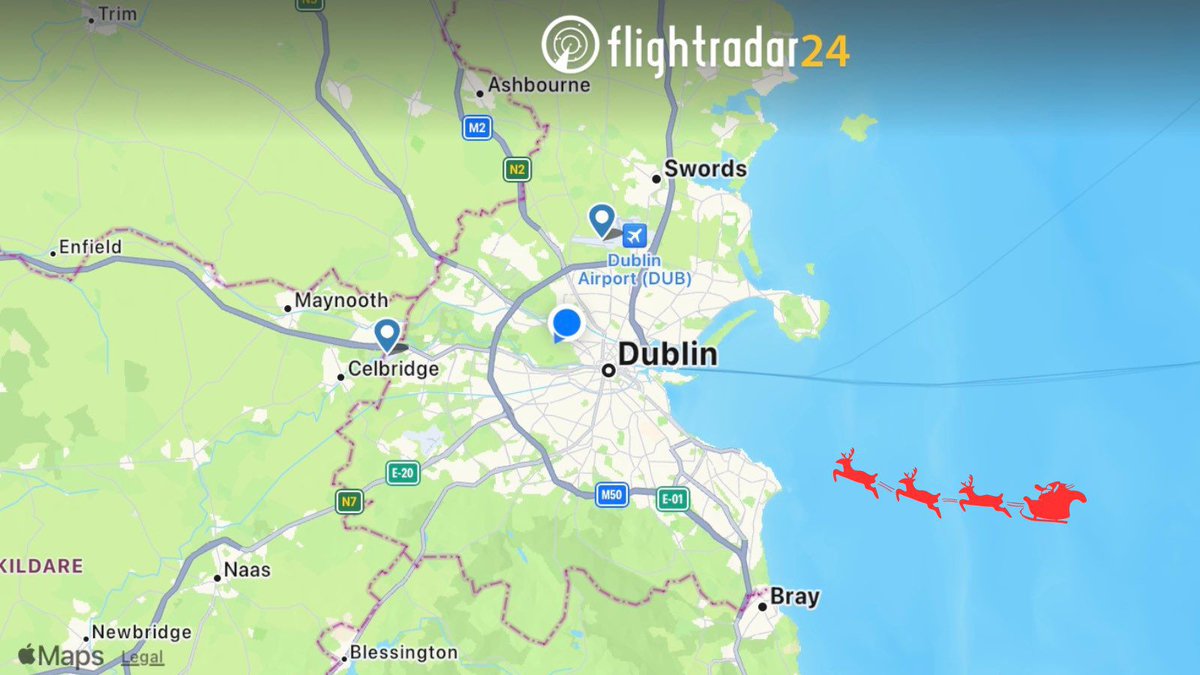 DublinAirport's tweet image. ‘Twas the night before Christmas… 🎄 

All arrivals and departures have now ceased and the airspace is free. 

We’re ready for you, Santa! 🎅
