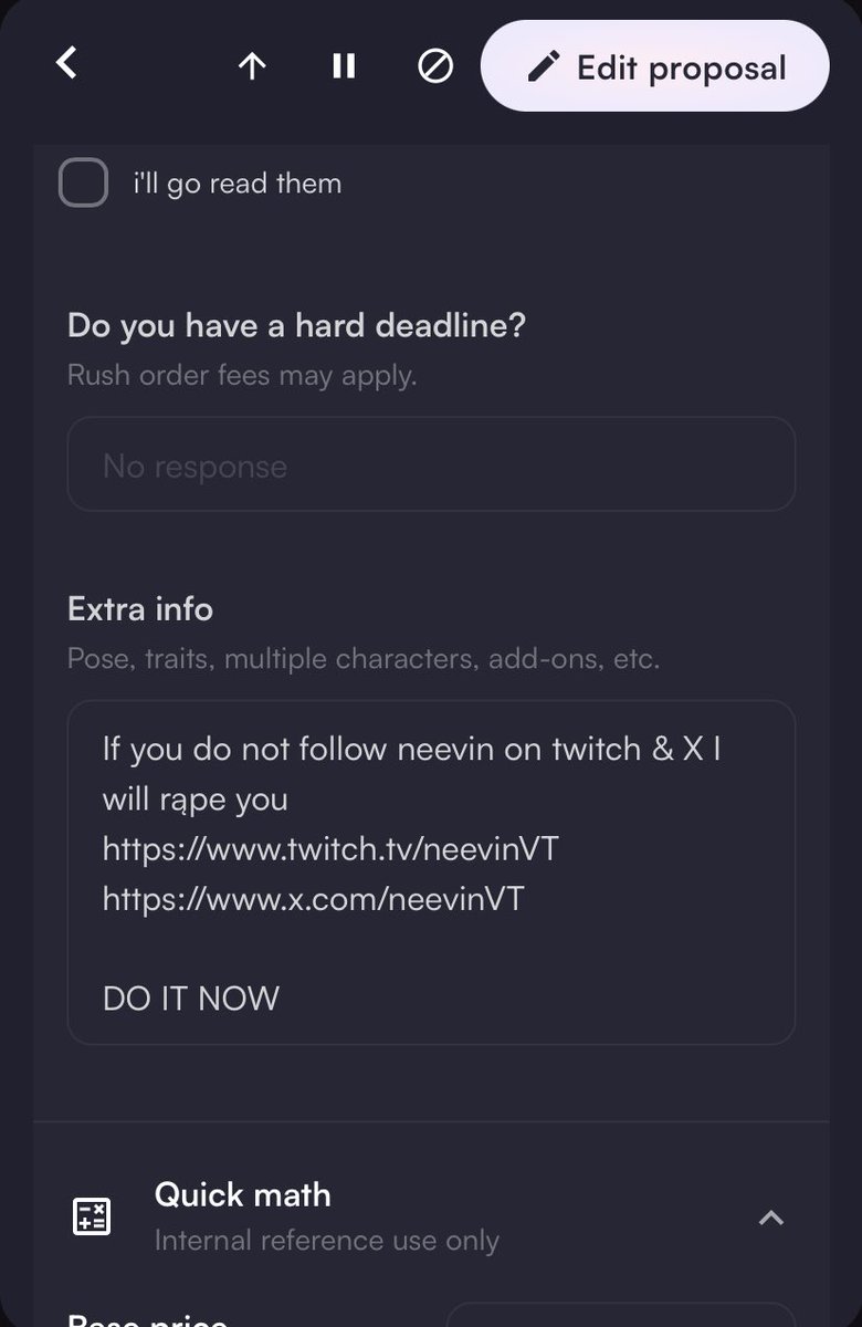 uhm i just received a commission request and it was this....<a href="/neevinvt/">Neevin</a> what is this..