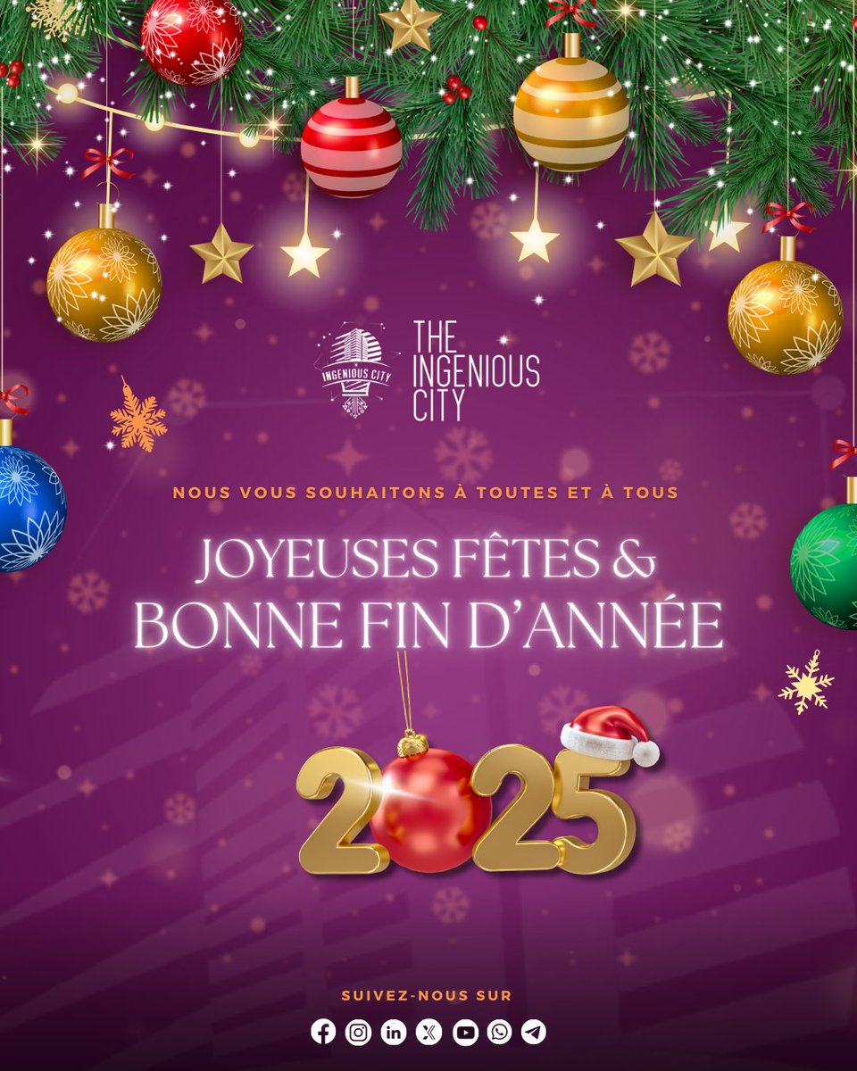 🤗🎄 ⎮ En cette période de fêtes, toute l’équipe d’Ingenious City vous adresse ses meilleurs vœux et vous souhaite  une excellente fin d’année 2025, rempli de joie, de  partage et de  réussite. 🎉