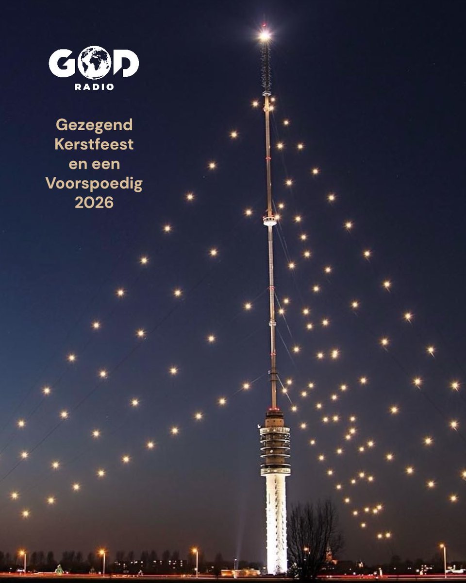 BasEmons's tweet image. Prachtig beeld van de zendmast in Lopik, waar GOD Radio ook vanaf uitzendt, als een licht dat hoog boven het land straalt. 

Met Kerst herinneren we ons: “Het volk dat in duisternis wandelde, zag een groot licht.” (Jesaja 9:1) Dat Licht is Jezus 🌟 het Woord dat mens werd, vol…