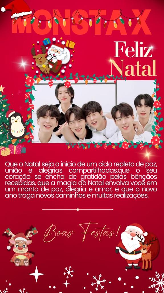 MbbAreYouThere's tweet photo. Monbebes nós das fanbases MonbebeYouThere; @MonbechampBR, @MonstaXdaDepre e @streambebe desejamos um Feliz Natal para você e sua família. Que possamos celebrar mais momentos e o Natal com o Monsta x .

@OfficialMonstaX https://t.co/9Ra1QiljQJ