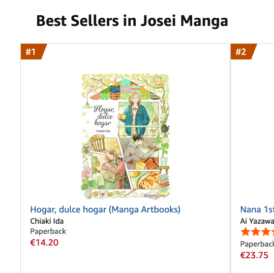 "Hogar, dulce hogar," the Spanish edition of Chiaki Ida's 『家が好きな人』 ("Ie ga suki na hito", People who Love Their Homes), reached #1 on the Amazon Spain 'Women's Manga' bestsellers list! (As of Dec. 24, 2025)"!
j-nbooks.jp/Ruelle/work.ph…